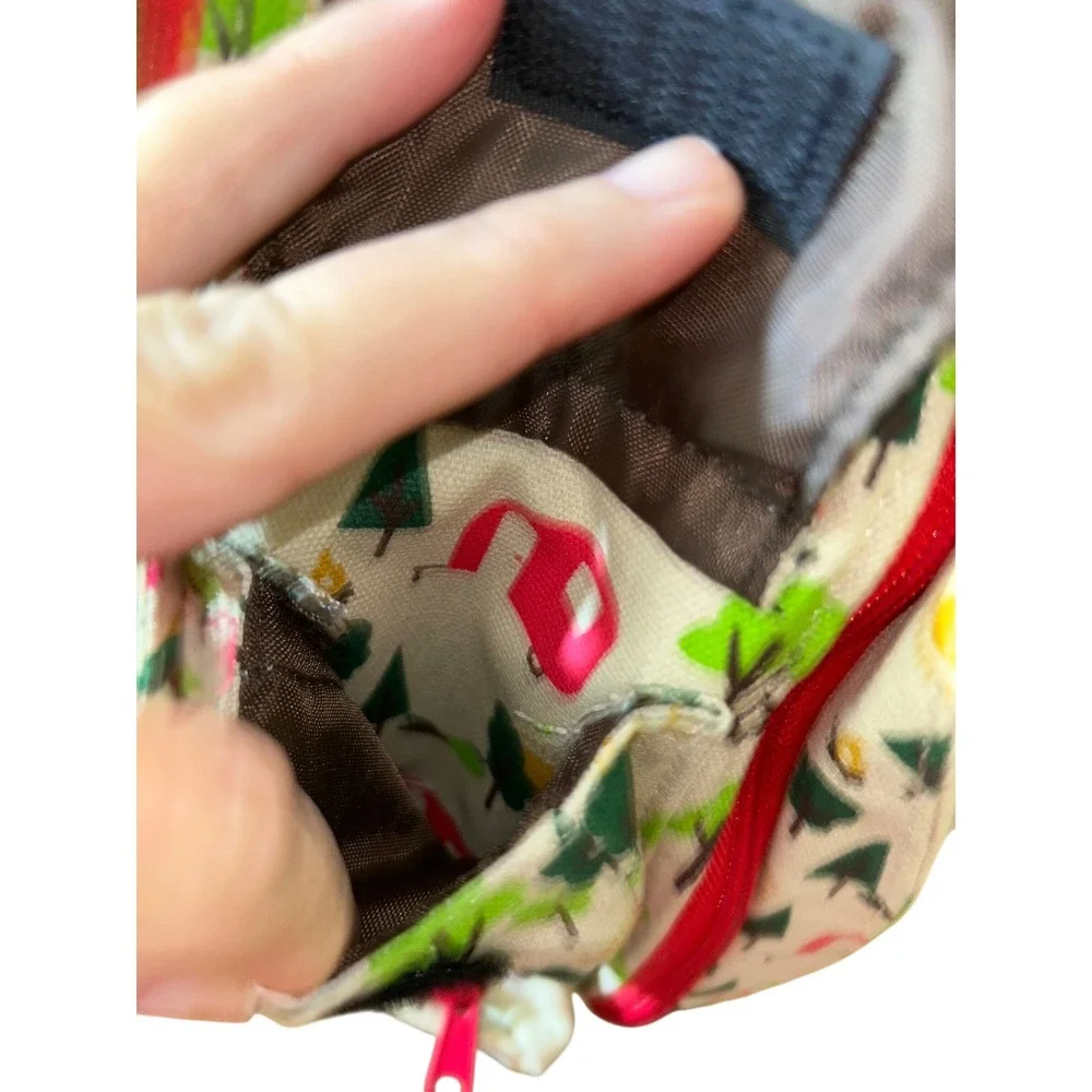 KAVU Rope Bag Sling‎ Backpack Camping Trailer Print Canvas Tan Red Green